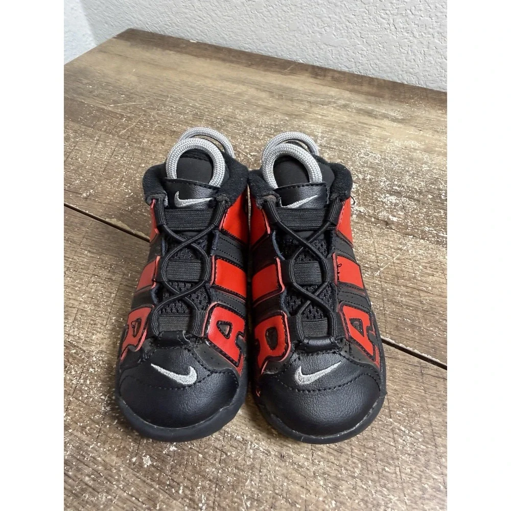 Nike Air More Uptempo DM0020-001 Black Red Toddler Kids Sneakers Shoes Size 8C